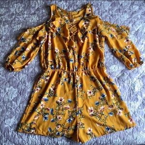 Charlotte Russe Yellow Ruffle Floral Romper 🌼